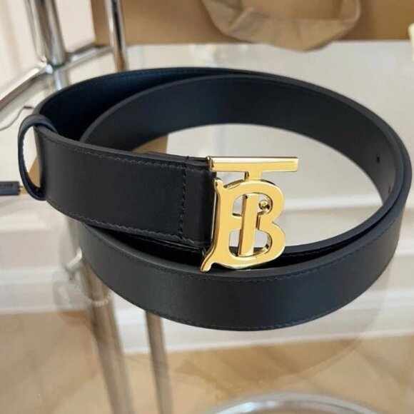NWT Burberry TB golden buckle black leather belt - Picture 3 of 6